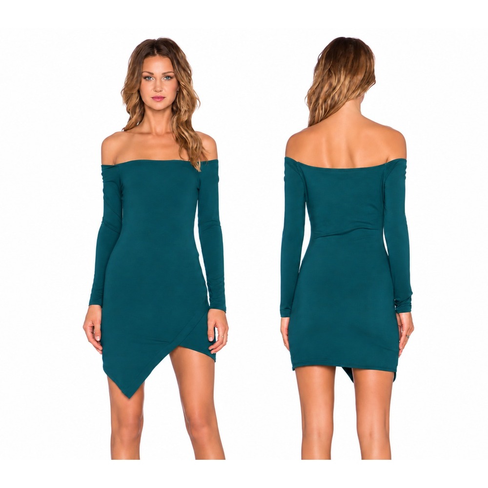 Lovers + Friends X REVOLVE Sweets Dress Teal Off The Shoulder Mini Size S NWT